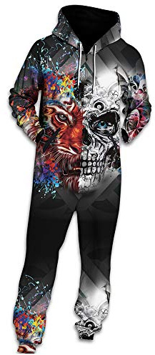 Morbuy Pigiama Jumpsuit a Maniche Lunghe, Unico Unisex Uomini Donna Intero Tuta con Cappuccio Casual Overall Selvaggio Caldo Monopezzo da Notte Onesie Partito Sport Suit（L）