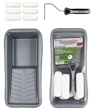 ROLLINGDOG Gloss Roller Set-Mini Rollers for Painting,Mini Pant Roller with High Density Mini Foam Paint Roller Cover Refills,Great for Glossing Cupboards, Window Sills,etc(4 Inches,Pack of 8)