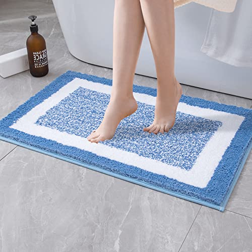MIULEE Teppich Badematte Mikrofaser rutschfest Badteppich Farbverlauf Dekorativ Badvorleger Absorbent Fußmatte Waschbar Flauschige Duschvorleger Badezimmer Wohnzimmer Schlafzimmer 40x60 cm Blau