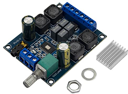 AZDelivery Digital Verstärker Platine Kompatibel mit TPA3116D2 mit zwei Kanal Stereo Verstärker, 2 x 50W Digital Stereo Platine 12V 24V für Lautsprecher und DIY-Projekte inklusive E-Book