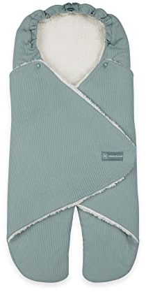 emma & noah Einschlagdecke mit Füßen, 0-8 Monate, Babydecke für Babyschale, Maxi Cosi®, Kindersitz für Herbst und Winter, Gefüttert, Maximale Bewegungsfreiheit (Essential Mint)
