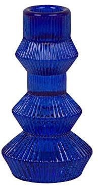 Talking Tables Candelabro de Cristal Azul Cobalto | Soporte de Vela cónico Acanalado de 3 Niveles para decoración del hogar, Accesorios, decoración de Mesa, Cena Interior o Exterior, cumpleaños, Boda
