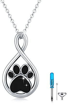 CUOKA MIRACLE Colliers urne funéraire pour cendres en argent sterling 925 celtique/goutte/cristal/croix/patte mémorial urne chaîne crémation souvenir cendres bijoux pour femme unisexe, medium