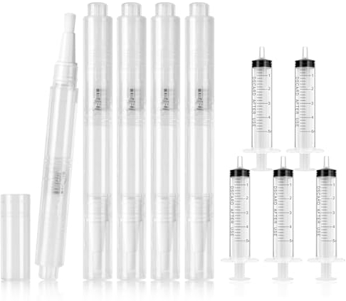 flintronic Touch Up Paint Pen Set, 5Pcs 3ml Fillable Brush Pens with 5Pcs 5ml Touchup Painting Syringe Set, Wall Repair Kit for Wooden Floor Furniture Cabinets Desk Window Touch-Ups DIY Projects