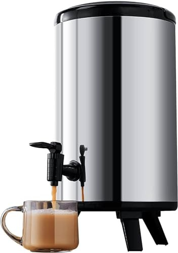 ZORZA Distributeur d'eau Chaude et Froide avec Robinet 6L/8L/10L/12L/14L/16L/18L/20L,Distributeur de Boisson en Acier Inoxydable,Bouilloire Thermostat,Commercial Grande Capacité,6L