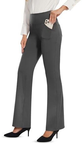 Desol Damen Bootcut Flare Yogahose, Lange Schlaghose mit 4 Taschen, Sporthose, Hohe Taille Stretch Freizeit Jogginghose Arbeitshose Ausgestellte