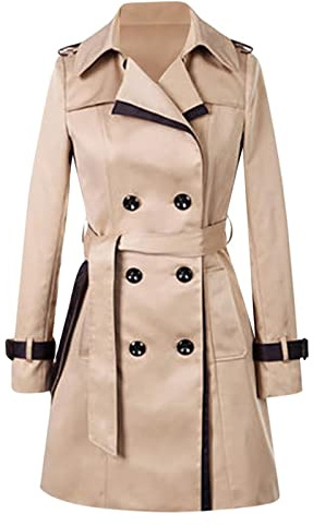 SUKORI Abrigos De Mujer Autumn Winter Trench Coats Women Slim Double Breasted Ladies Trench Coat Long Women Windbreakers Large Overcoat (Color : Beige, Size : M)