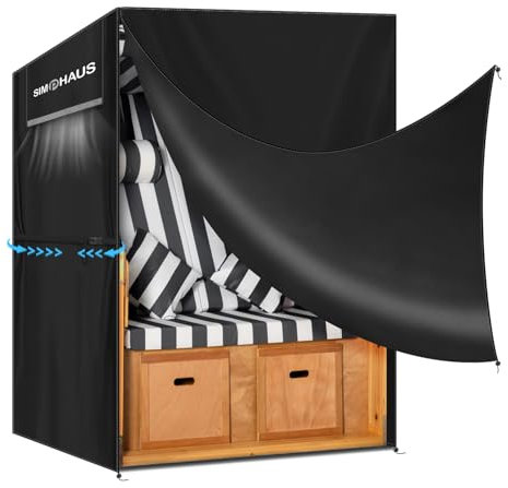 SIMPHAUS Housse de Protection pour Chaise de Plage Imperméable,Housse pour Chaise de Plage avec Grilles D'aération,Respirant Tissu Oxford Housse Protection Chaise de Jardin Exterieur 120x90x155/140cm