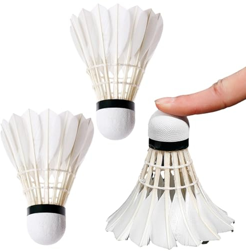 usefulbeauty Federbälle mit Entenfedern, Badmintonball,3 Stück Feder-Trainingsball Federball - Professionelle Entenfeder-Badminton-Federbälle, Hochgeschwindigkeitsbälle für Jugendspieler,