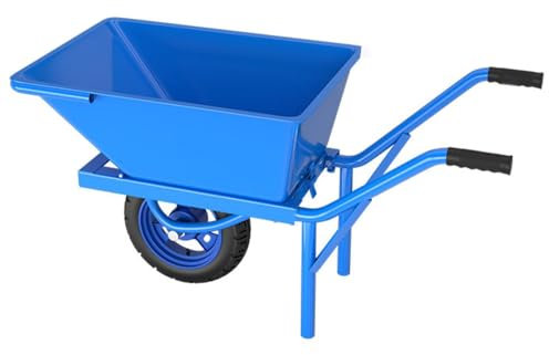 GUAWJRZDP Carretilla De Jardín, Carretilla De Obra, Carretilla De Mano De 1 Rueda, Carro Utilitario, Carro Volcador Con Freno De Mano, Estructura De Metal, Neumático, for Césped, Azul(Without handbrak