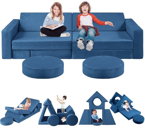 Spielsofa für Kinder, Modulares Kinder Sofa Couch, Vielseitige über 500 Frei Baubare DIY-Festungen zum Spielen,Kreativität,Schlafen, Abnehmbar Spielsofa für Kinder für Spielzimmer,Schlafzimmer Möbel