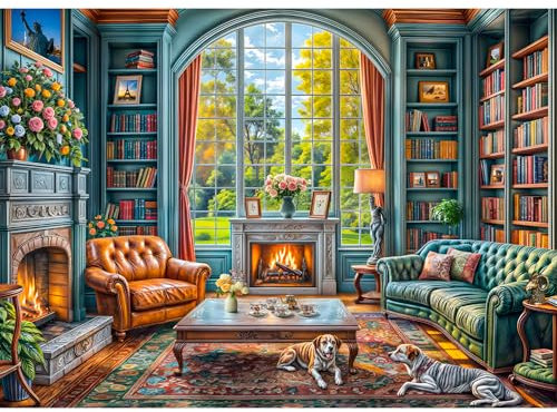 Puzzles 1000 Pieces for Adults jigsaw puzzles for adults 1000 Piece Puzzle Challenging Game for The Whole for Women, Gifts for Men, Theme:Warm Study Room