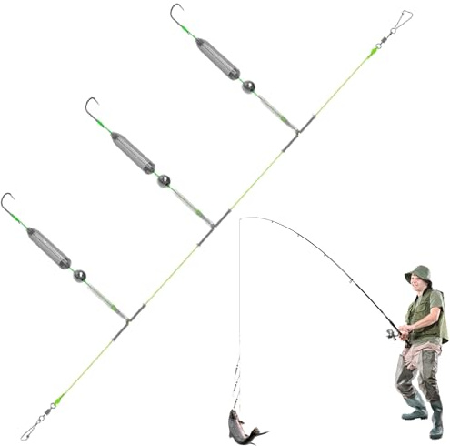 Esche da pesca, 3 ganci di montaggio per piombo di base, materiale esca per pesci galleggianti, carpe, pesce persico, trota, pesca in acqua e salata