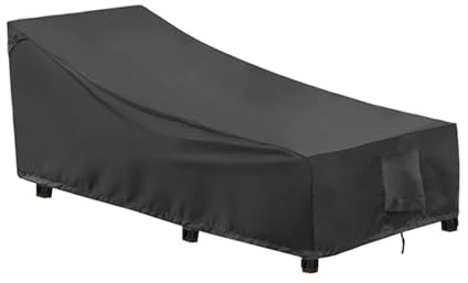 Funda Protectora Para Tumbona De Jardín, Impermeable 420D Oxford, Anti-UV, Resistente Al Viento Y Desgarros, Con Ventilación, Hebillas Y Banda Reflectante (Negro,208x76x79x41cm)