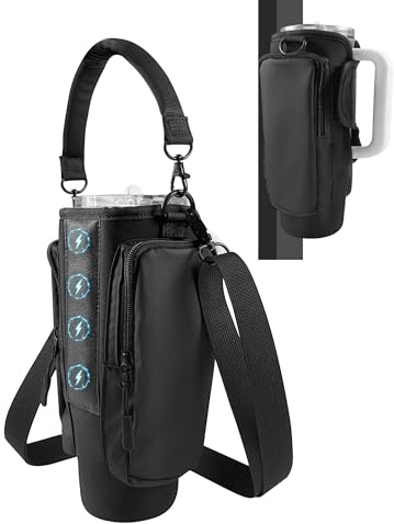 JACZZO Magnetic Gym Bag for Men and Women, Magnetic Water Bottle Holder for Stanley, Small Gym Bag, Gym Gifts for Women and Men (Black, <30 OZ)