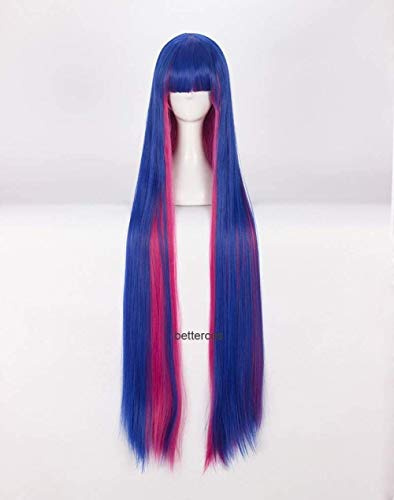 KXQYIKYI Panty & Stocking with Garterbelt Stocking Anarchy Cosplay Parrucca da 100 cm a Blu Mista Blu Rosa Resistente alla Parrucca Sintetica + Parrucca