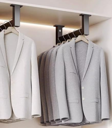 BLUEZY Bastone Armadio Appendiabiti Barre Guardaroba con Montaggio Superiore per Appendere Gli Abiti, Appendiabiti sotto L'armadio Supporto per Tubo Servomuto Regolabile in Altezza 70cm