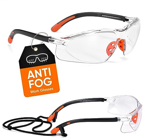 SAFEYEAR Lunettes de Protection Lunettes de Sécurité - SG003 Airsoft Bricolage Jardinage Tir Cuisine Laboratoire Transparentes Anti Buée et Anti Rayures Securite Chimie (Vert) (Orange)