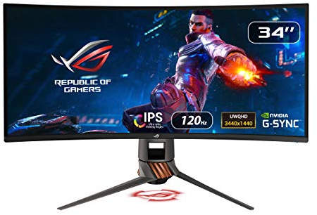 Asus ROG Swift PG349Q 34 Curved 120Hz 3440x1440 IPS Gaming Monitor with Eye Care Aura Sync DP HDMI - Black
