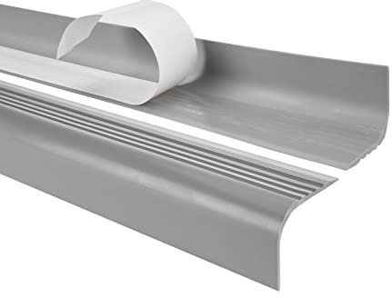 Quest Stair Edge Profile Self-Adhesive PVC Plastic Stair Edge Protection 52 x 40 mm Rounded Grey 90 cm