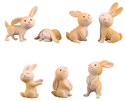 Supvox 7 STK. Mini Hase Figuren Osterhase Figur Osterdeko Osterhäschen Mikro Landschaft Desktop Skulptur Puppenhaus Osterfest Dekoration (Gemischter Stil)