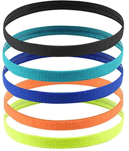 AvoDovA Sportbänder für Kinder, 5 Stück, elastisch, rutschfest, feines Haarband für Jungen und Mädchen, Haarreif für Jungen, Fußball, Joggen, Radfahren, Fitness
