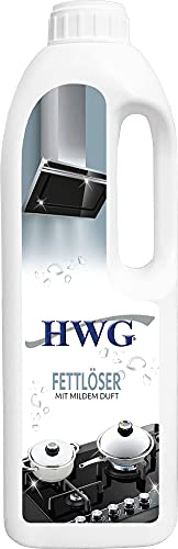 HWG® Fettlöser Konzentrat 1L - müheloser Profireiniger gegen hartnäckigen, eingebrannten Fett, Öl & Schmutz. Fettreiniger für Küche, Kamin, Grill und Ofen - Grillreiniger für Gasgrill & Backofen