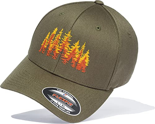 (A) Outdoor Cap Flexfit : Autumn Forest - Basecap Herren & Damen - Kletter Ausrüstung Wander Zubehör (S-M)