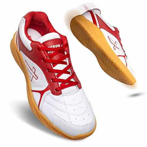 Vector X Ranger Badminton/Tennis Court Shoe for Men White-RED 7