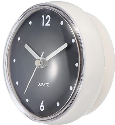 PATIKIL Impermeable Baño Reloj, Batería Operado Silencioso Mini Pared Relojes con Blanco Ventosa para Ducha Cocina Hogar Decoración, Negro