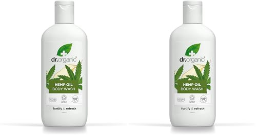 Dr Organic, Organic Hemp Oil Body Wash, Natural, Vegan, Cruelty Free, Paraben & SLS Free, Eco Friendly Recyclable Packaging, For Women & Men, Palm Oil Free, 250ml (Pack of 2)