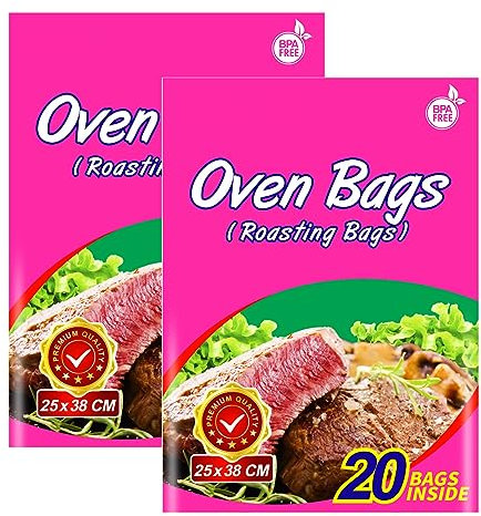 Ofenbratbeutel, 20 Stück, zum Kochen von Fleisch, Huhn, Fisch, Gemüse (2, 25 x 38 cm)