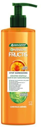 GARNIER Fructis - Soin Stop Agressions Soin 10 en 1- Enrichi à l'huile de Marula et en Kératine - Cheveux abîmés - Sans rinçage - 400ml