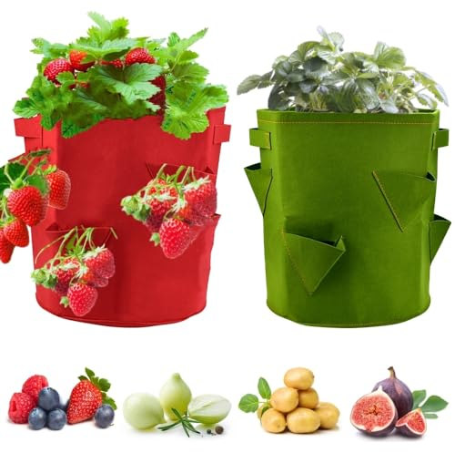 KLYNGTSK Sac de Plantation et Culture pour Fraise avec Fenêtre et Poignées - Pour Herbes, Légumes, Pomme de Terre