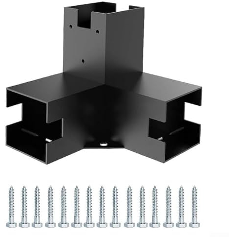 Gettimore Pavillon-Zubehör, Holzhalterungs-Set, für 4 x 4 Holz, Einzel-Set, 12 Gauge, robuste 3-Wege-Winkelhalterungen und Basis mit Dehnschrauben und Schrauben (3T)