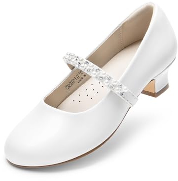 DREAM PAIRS Kids Chaussures Mary Jane pour Filles Charmantes Chaussure Petite Princesse avec Petit Talon Polyvalente et Confortable,Size 36,Blanc,SDFL2403K