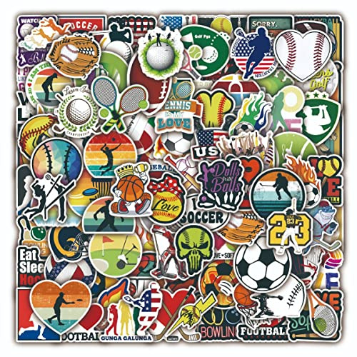 100pcs Adesivi Sportivi, Pacchetti Di Adesivi Per Pallavolo, Pallacanestro, Calcio, Baseball, Decalcomanie In Vinile Impermeabile Per Laptop, Bottiglia D'Acqua