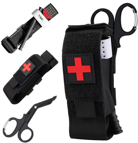HIULLEN Tourniquet Titolare Tattico, Emergenza Emergenza Kit di pronto soccorso, Molle Bag TQ Borsa Militare Portatile di Primo Soccorso Attrezzature EMT Medico Forbici Borsa Borsa EMT