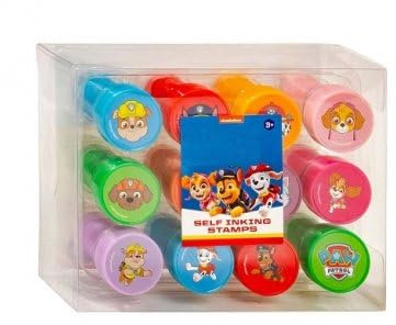 cavernedesjouets Kit 12 tampons auto encreurs enfant dont chase, marcus, stella - pour pat patrouille loisirs creatifs - set timbres + carte animal