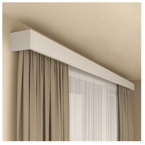ERRULAN Curtain Box Valance Frame, Wall Mount Curtain Cornice Boards, Aluminum Double Rails Decorative Panel with Tracks for Curtains, Roller Blins, Venetian Blinds(1.2m/3.9ft)