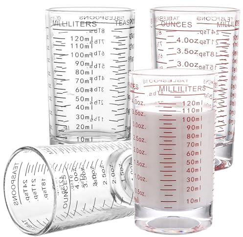 MUXHEL 4 bicchieri graduati con bilancia, 120 ml, bicchierini da liquore, mini misurini da cocktail, per feste, cucina, cocktail, vodka, tequila