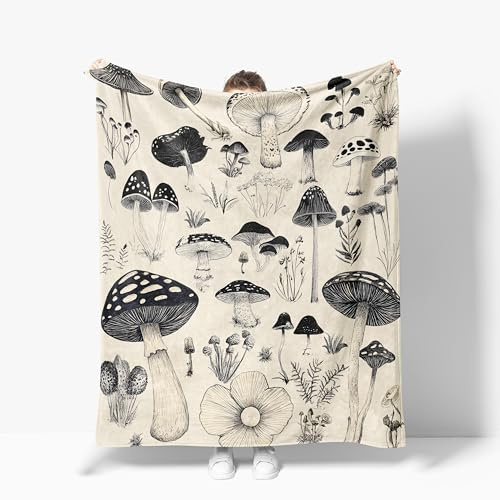Mushroom Throw Blanket Soft Warm Cozy Mushrooms Blankets Fuzzy Plush Fleece Mushroom Blanket Gifts for Couch Bed Sofa Home Decor 40''X50''