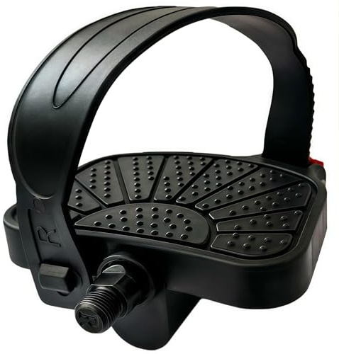 YBEKI High-Range Training Bike Pedaler - 9/16 tum och 1/2 tum axlar, justerbara remmar | Kompatibel med Peloton/Schwinn/Spinningcykel, halkfri (9/16 tum (14,3 mm)