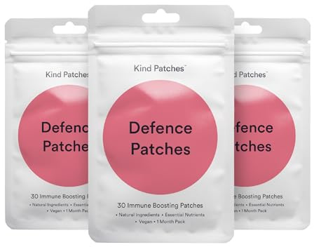 Kind Patches Defence Patches for Immune System Support 3 Month Supply | Botanical Plant-Based Formula with Echinacea, Astragalus and Olive Leaf Extract, Vitamin C, D3 & Zinc | 90 Vegan Patches
