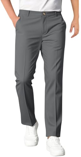 Haloumoning Pantalones de vestir para niños con cintura elástica y pierna recta | Suave, duradero, bolsillos, pantalones, uniforme escolar, fiesta, diario, casual, formal, fácil cuidado, niños, niños