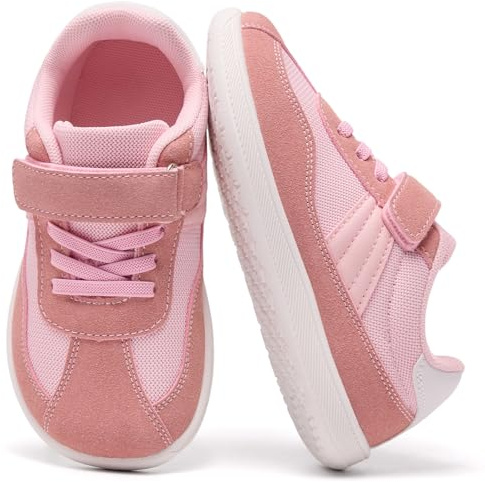 Mioceko Girls Barefoot Shoes Kids Wide Toe Trainers Non Slip Sneakers Comfortable Zero Drop Running Shoes Pink 1 UK