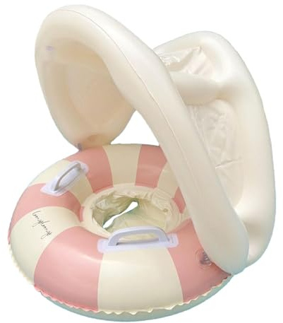 Bouee Bebe Parasol, Bouee Bebe avec Pare Sun, Flotteur de Natation Gonflable pour Bébé avec Support Inférieur pour bébé de 6 à 48 Mois