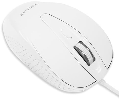 Macally USB Wired Mouse with 3 Button, Scroll Wheel, & 5 Foot Long Cord, USB Mouse for Laptop and Desktop, Computer Mouse Compatible with Apple Macbook Pro / Air, iMac, Mac Mini, & Windows PC (TURBO)