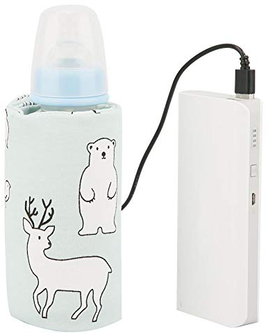 Tnfeeon USB Baby Fütterung Flaschenwärmer Tragbare Cartoon Milchflasche Reise Heizung Heizdeckel Isolierung Thermostat für Zuhause Im Freien Reisen(Eisbär-Muster)