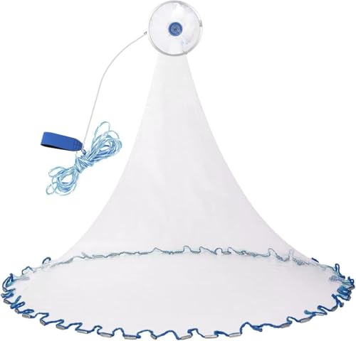Ejoyous Ampliable Nylon Pesca Net, Red de Pesca portátil de Nailon con Cuerda de Mano de 8 m, Plegable Fang Red Pescado Camarones de Trampa Jaula Red Angel Saco Angel Jaula